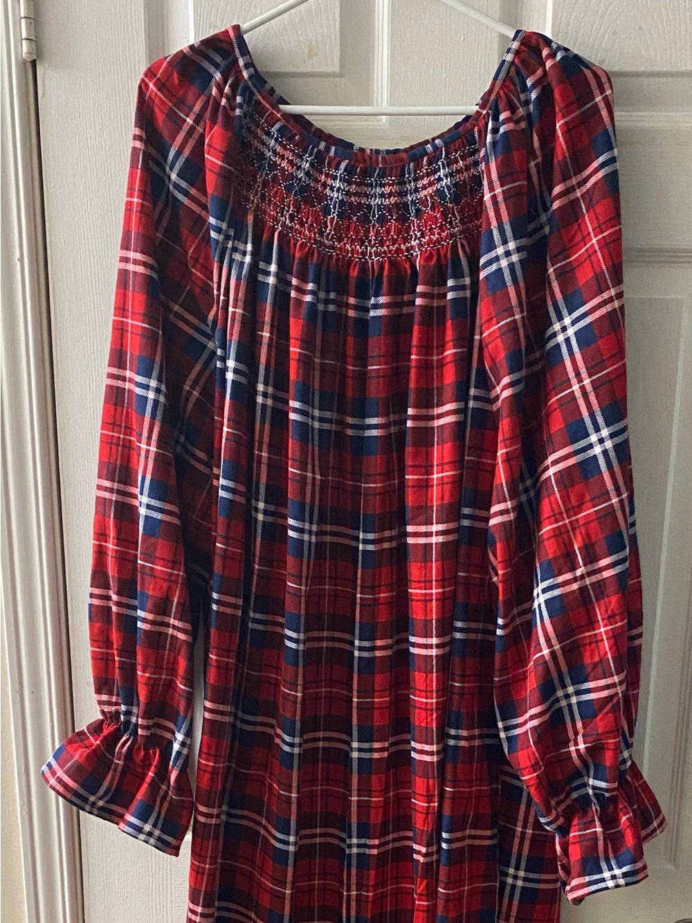 Smocked Flannel Nightgown - Tall